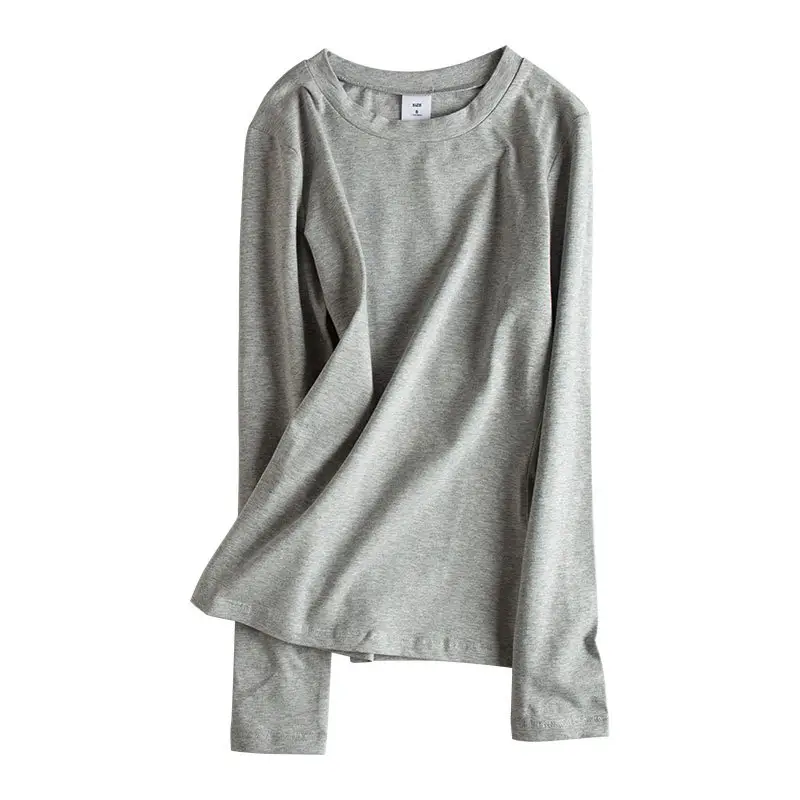 Women Grey Long Sleeve Slim Fit T-Shirt - Image 2