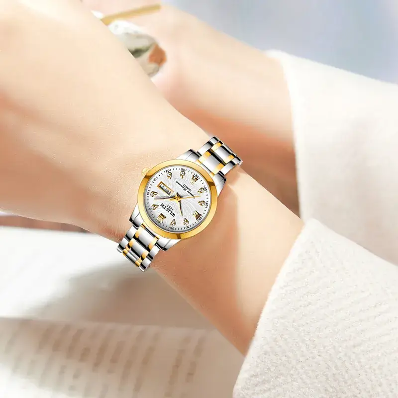 Women's Gold Silver Quartz Watch Waterproof Business Classic - Image 6