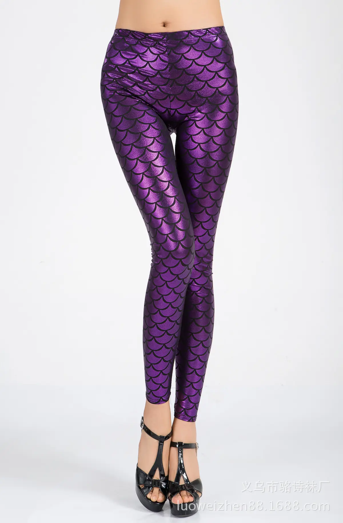 2025 Fish Scale Nine Point Leggings Slimming High Elastic - Image 2