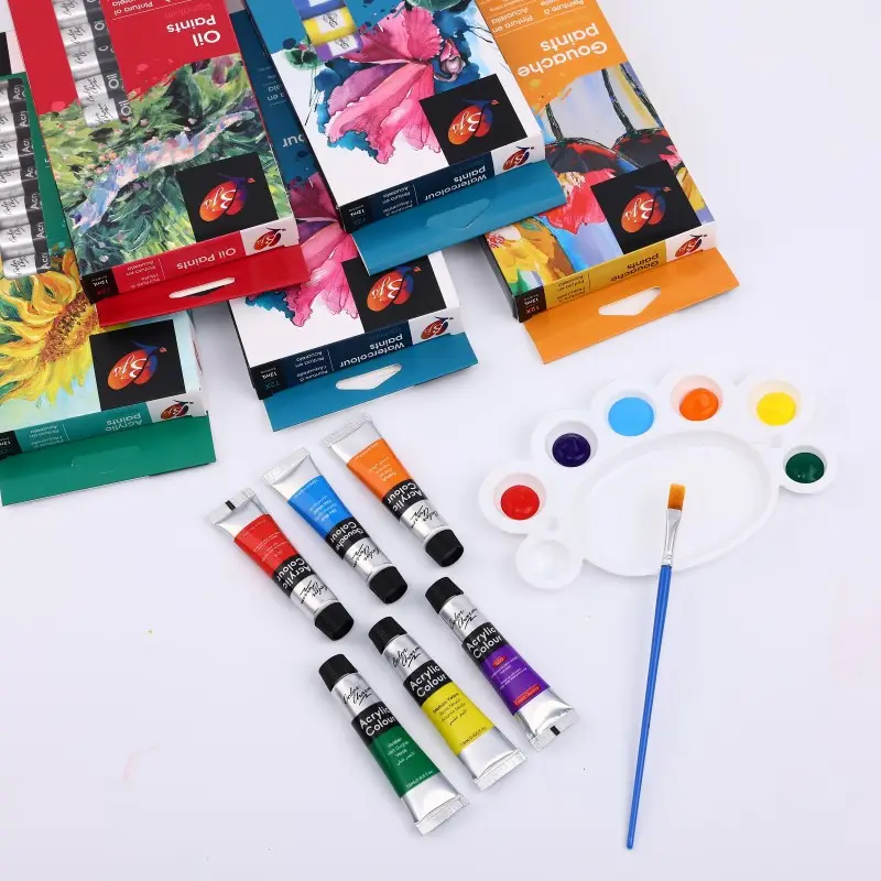 in stock 12 Color 12ml Watercolor Gouache Acrylic Oil Paints suit Beginner DIY Painting Aluminum Tube Pigments