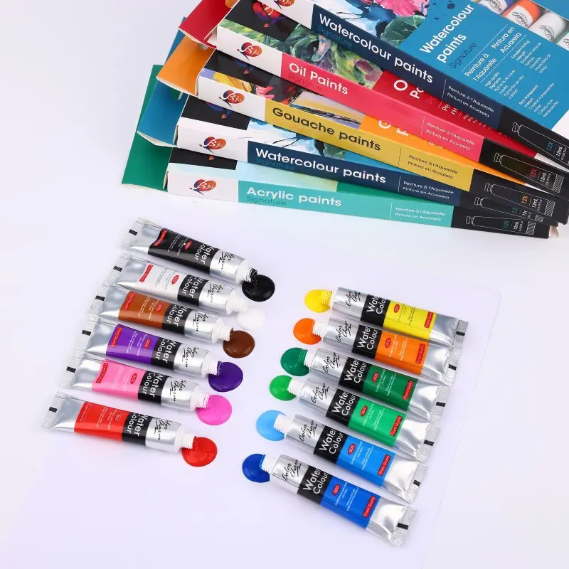 in stock 12 Color 12ml Watercolor Gouache Acrylic Oil Paints suit Beginner DIY Painting Aluminum Tube Pigments