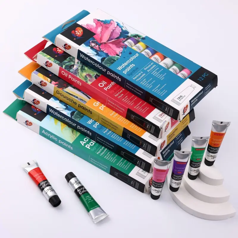 in stock 12 Color 12ml Watercolor Gouache Acrylic Oil Paints suit Beginner DIY Painting Aluminum Tube Pigments — feature 5