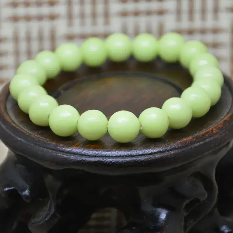 Fluorite Pearl Bracelet Green Ball Design - Image 2