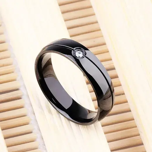 Titanium Men Women's Diamond Rings Hot Selling 18K Gold Plated - Image 2
