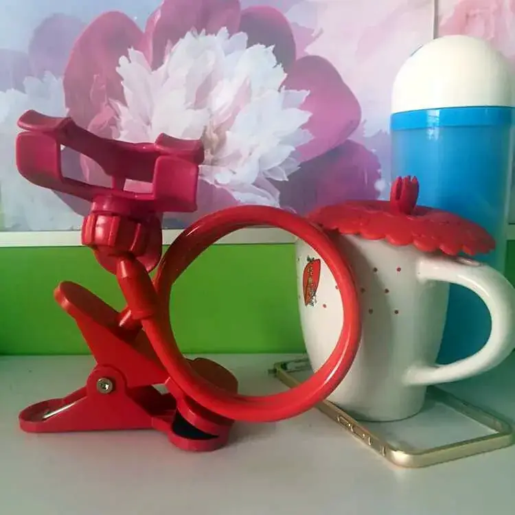 Cross-Country Lazy Phone Bracket Plastic Double Clip Metal Bolt Rotating Creative Bedside Desktop Universal - Image 3