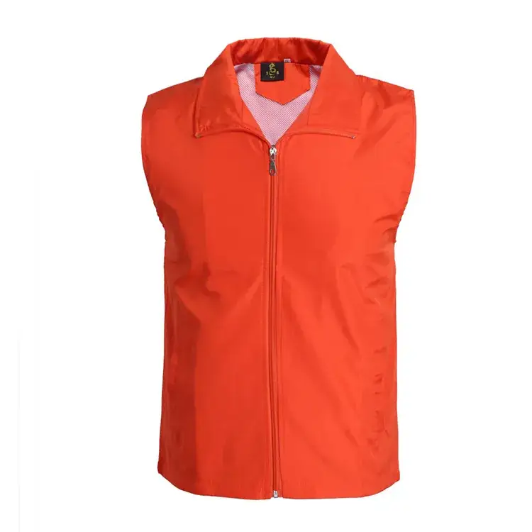 Orange Sleeveless Vest with Full Zip