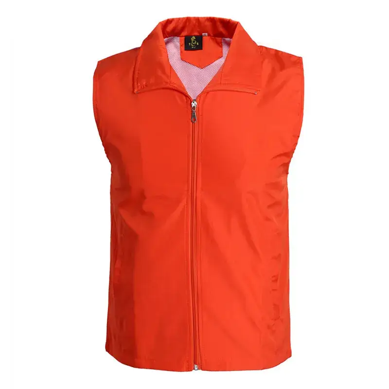 Orange Sleeveless Vest with Full Zip