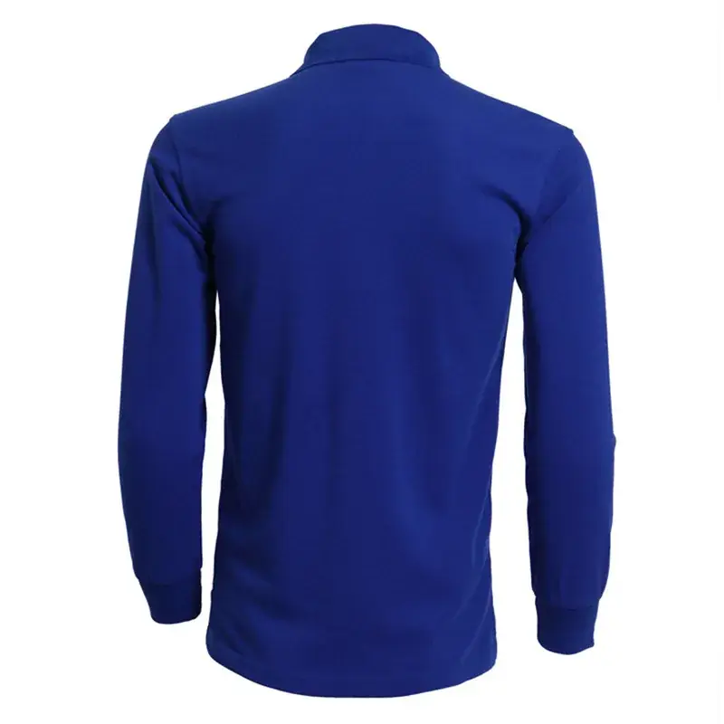 Blue Long Sleeve Collared T-Shirt for Men - Image 18