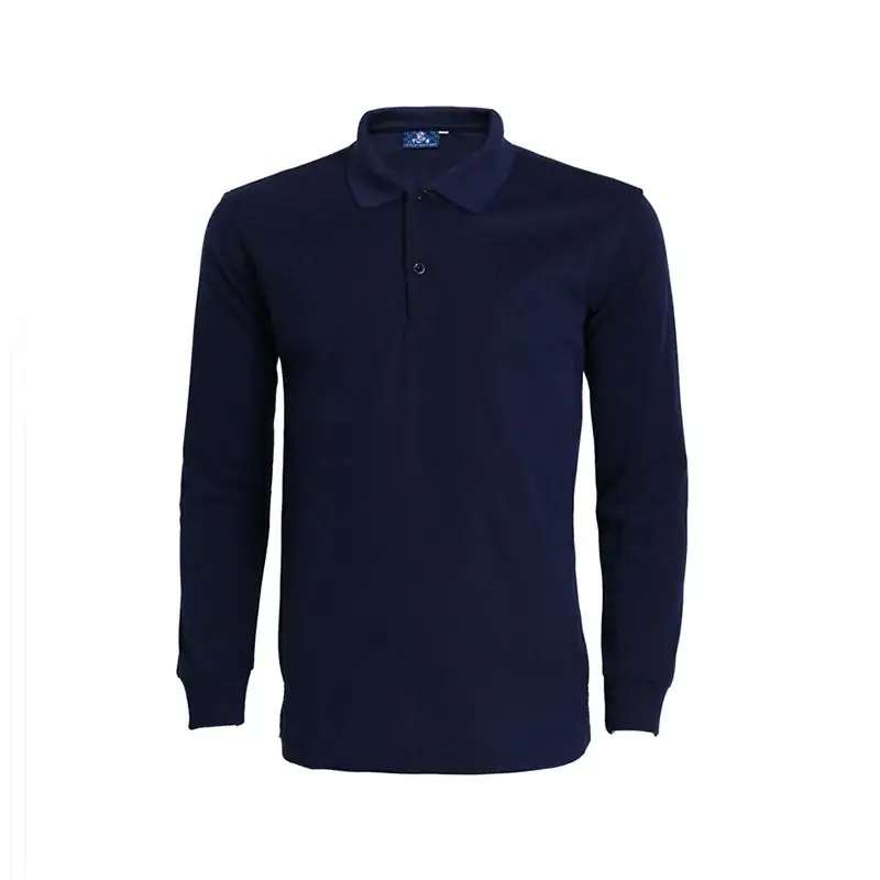 Blue Long Sleeve Collared T-Shirt for Men - Image 10