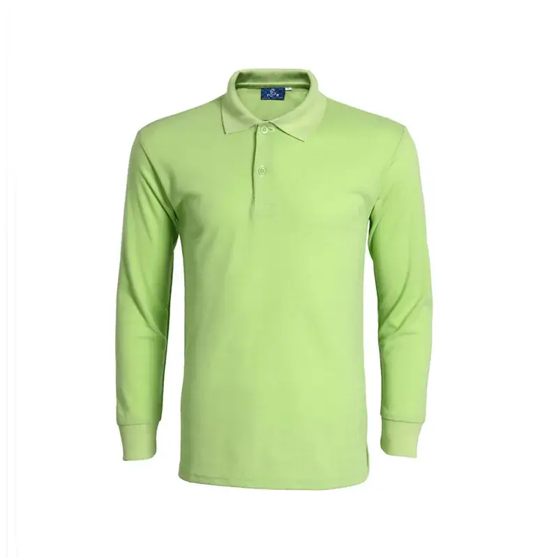 Blue Long Sleeve Collared T-Shirt for Men - Image 12