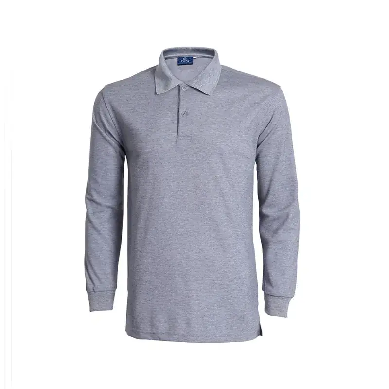 Blue Long Sleeve Collared T-Shirt for Men - Image 13