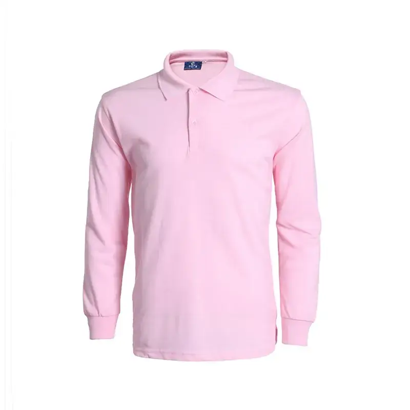 Blue Long Sleeve Collared T-Shirt for Men - Image 2