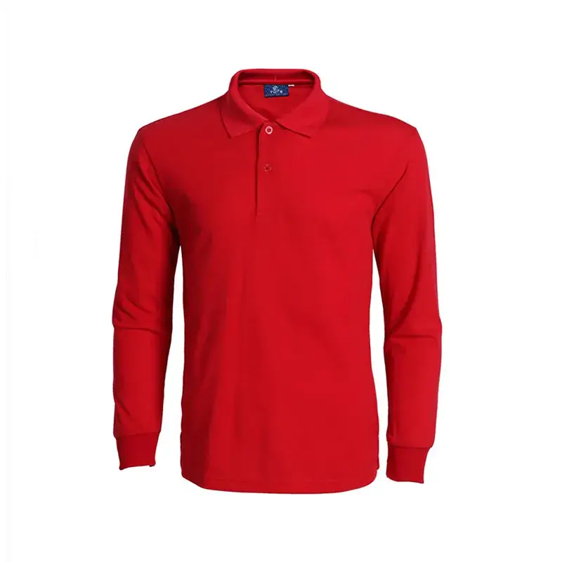 Blue Long Sleeve Collared T-Shirt for Men - Image 3