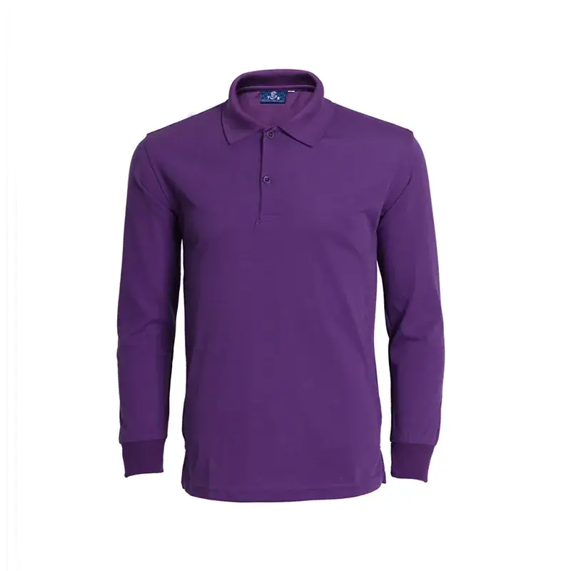 Blue Long Sleeve Collared T-Shirt for Men - Image 5