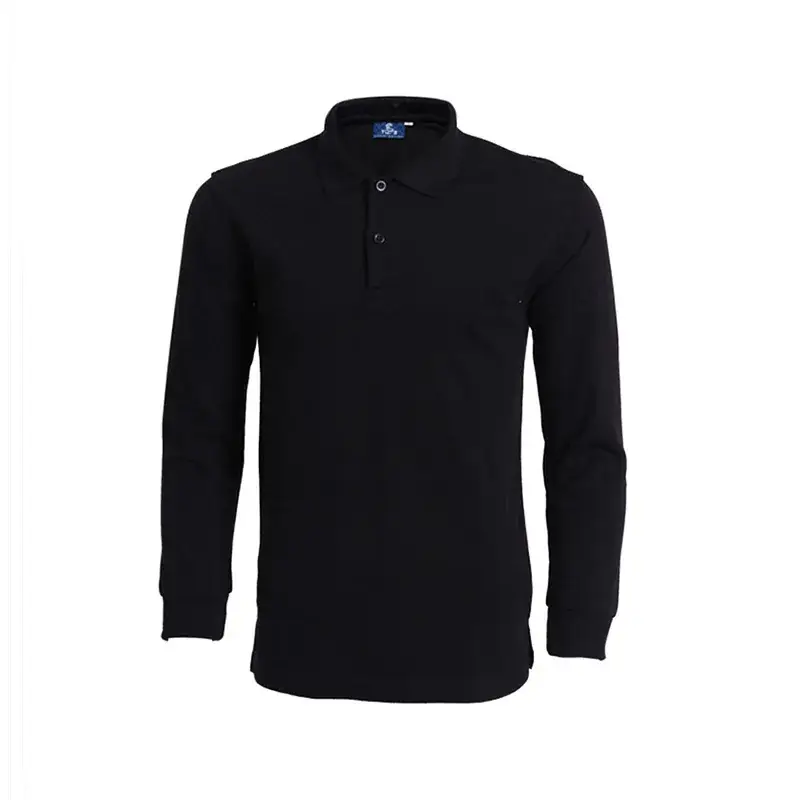 Blue Long Sleeve Collared T-Shirt for Men - Image 6