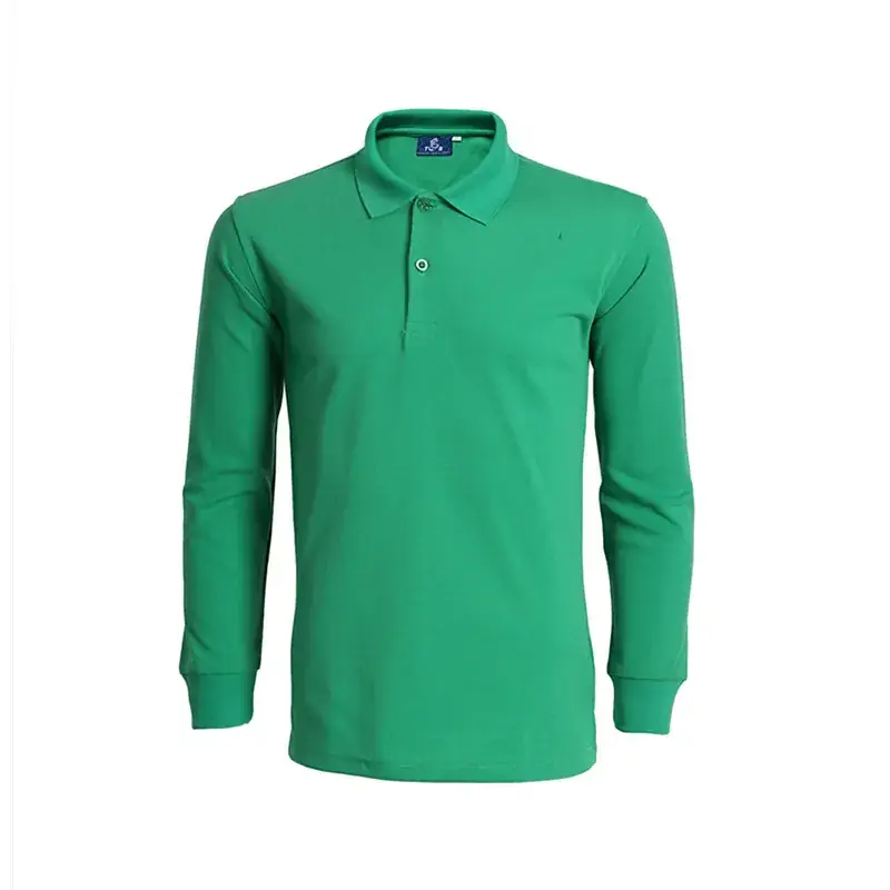 Blue Long Sleeve Collared T-Shirt for Men - Image 7