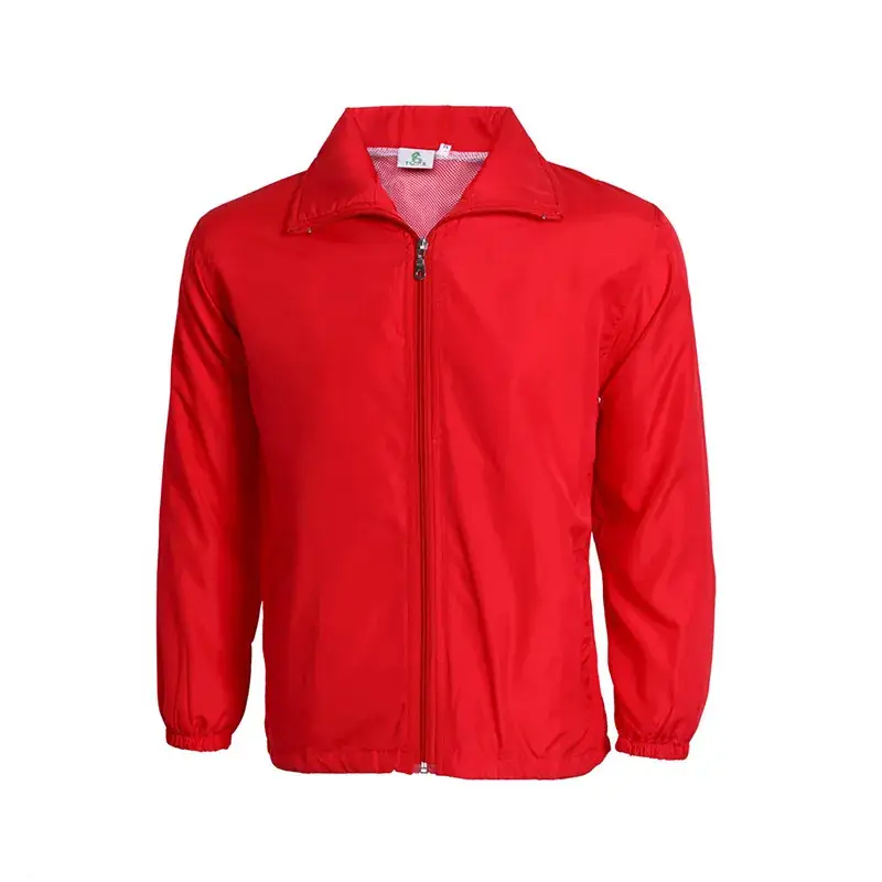 Red Full-Zip Windbreaker Jacket for Men - Image 2