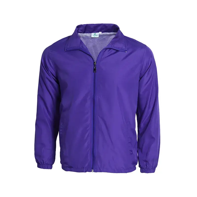 Red Full-Zip Windbreaker Jacket for Men - Image 3