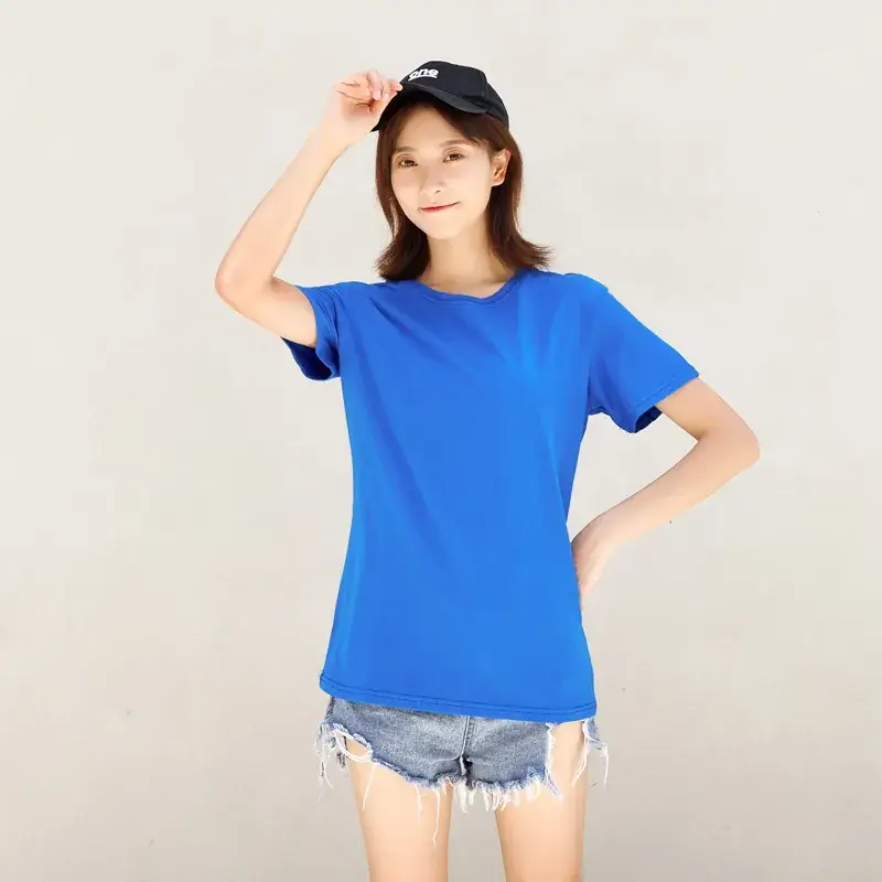 Women Cotton T-Shirt Navy Blue Half Sleeve Summer Wear