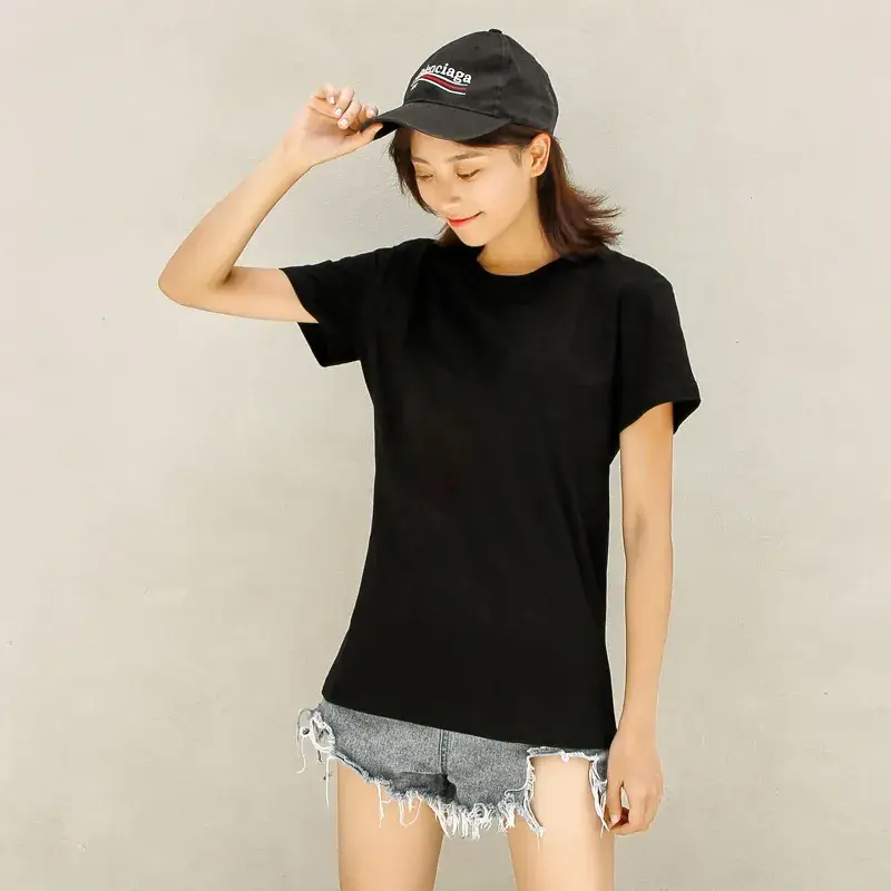 Women Cotton T-Shirt Navy Blue Half Sleeve Summer Wear