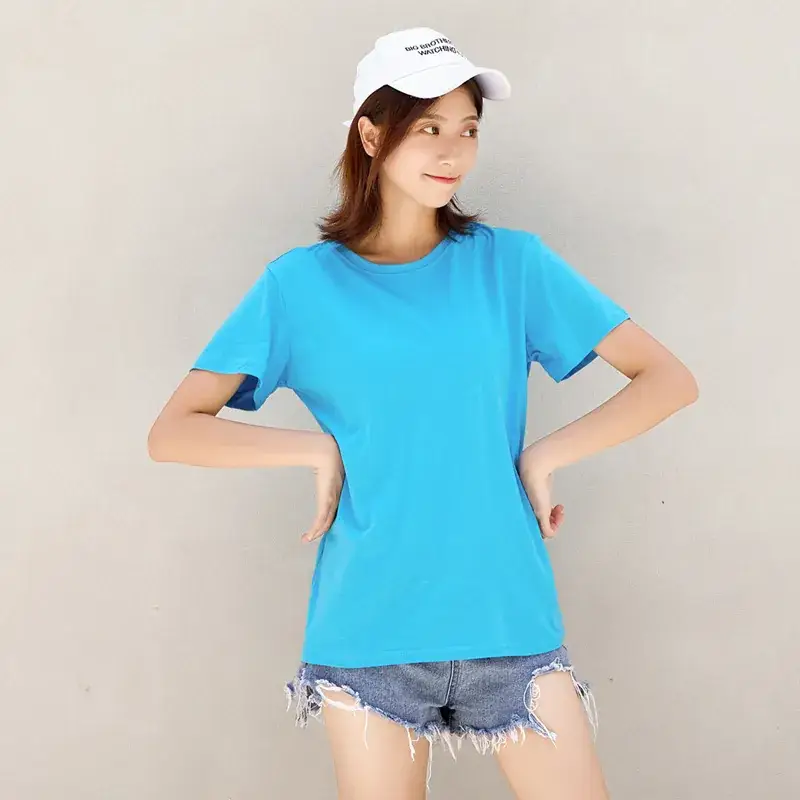 Women Cotton T-Shirt Navy Blue Half Sleeve Summer Wear