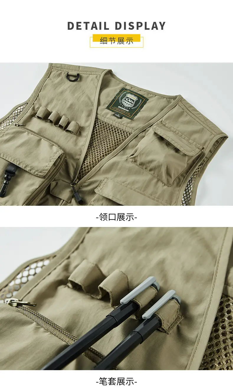 Pink Multi-Pocket Vest for Volunteers & Catering Staff — feature 47