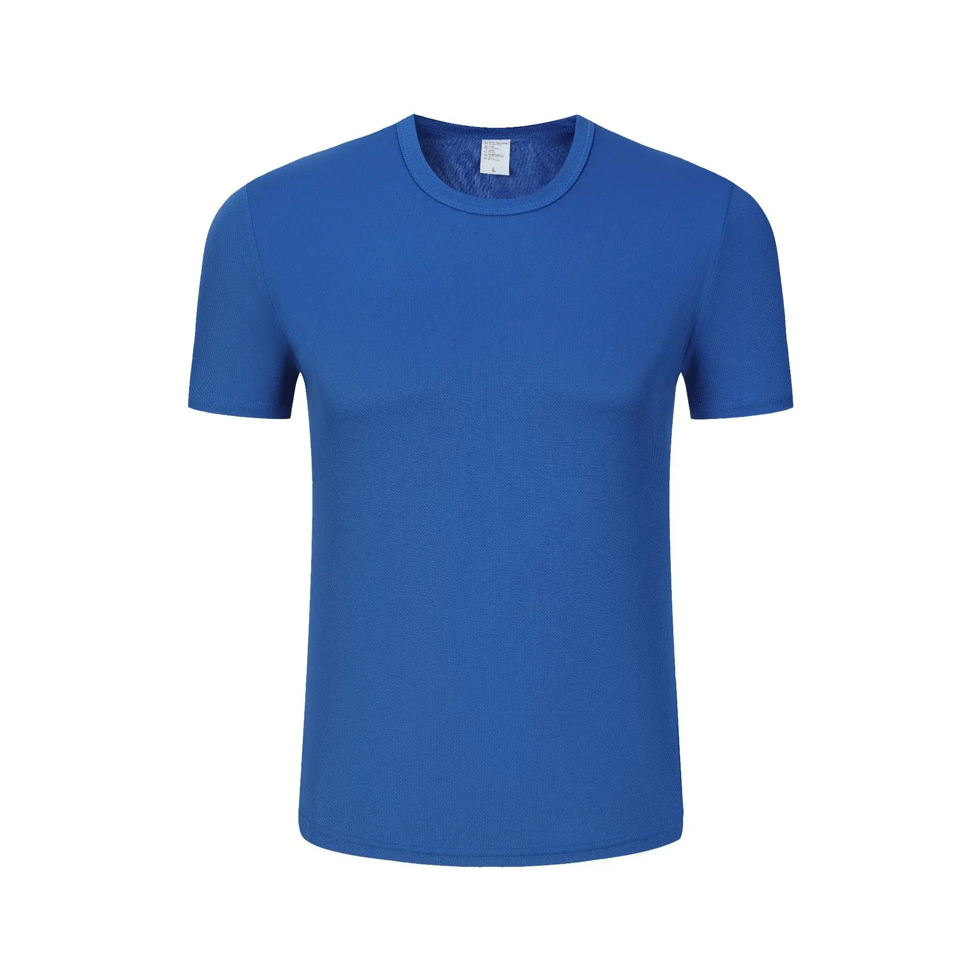 Men Blue Cotton Crewneck T-Shirt Short Sleeve Menswear - Image 8
