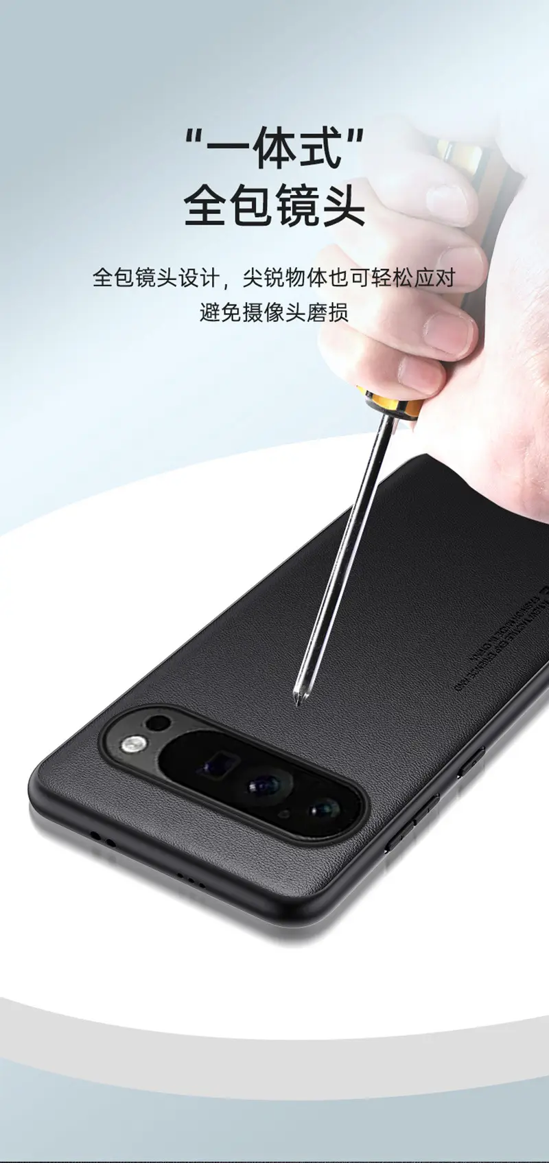 Pixel10 Pro Pure Leather Blue Mobile Case XL — feature 16