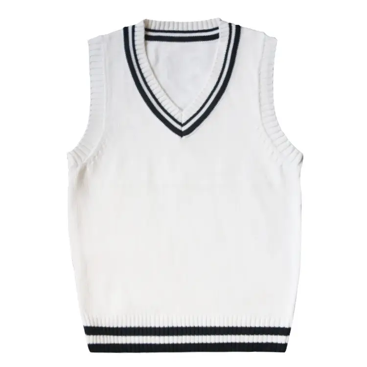Men Navy Knitted Sleeveless V Neck Vest - Image 7