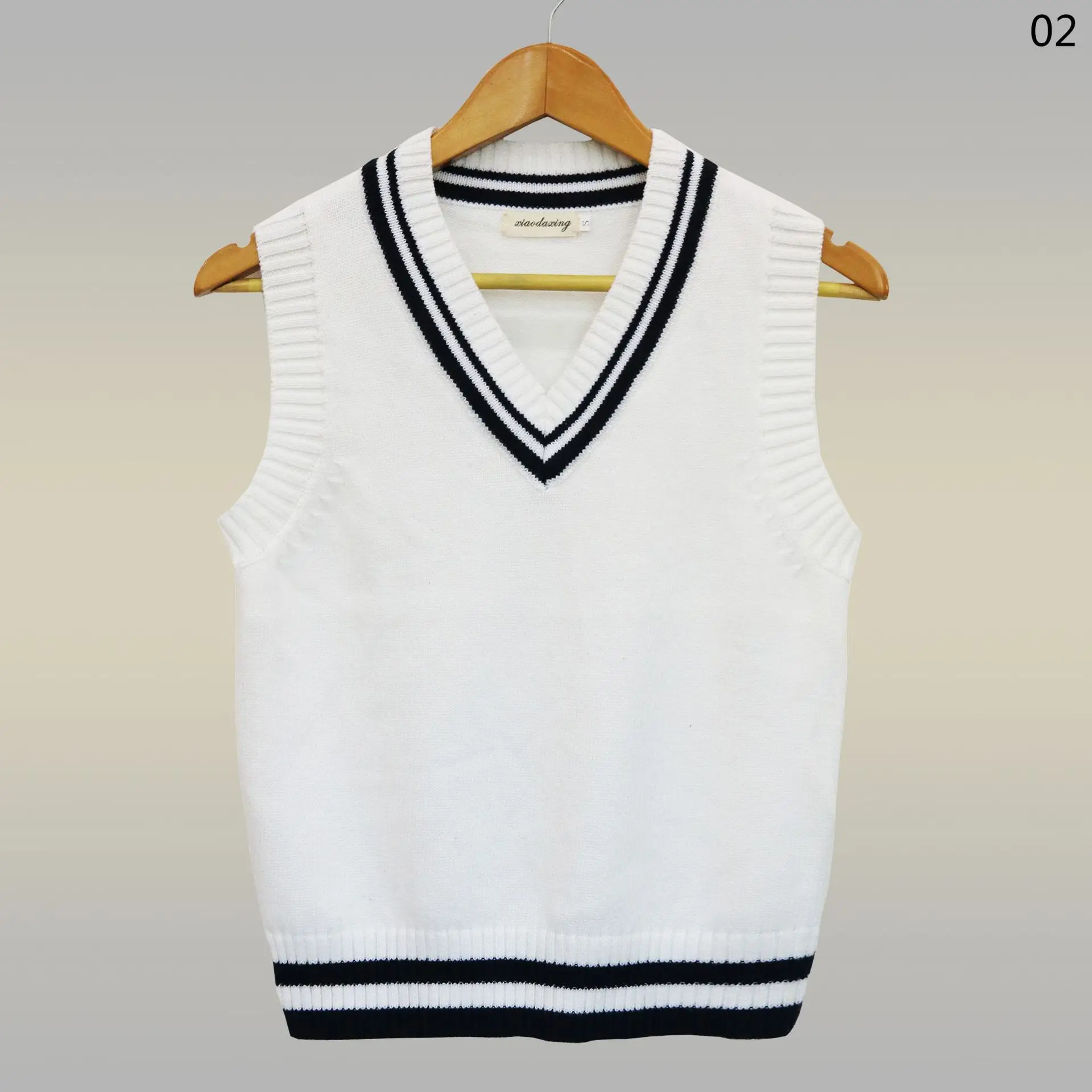 Men Navy Knitted Sleeveless V Neck Vest - Image 2