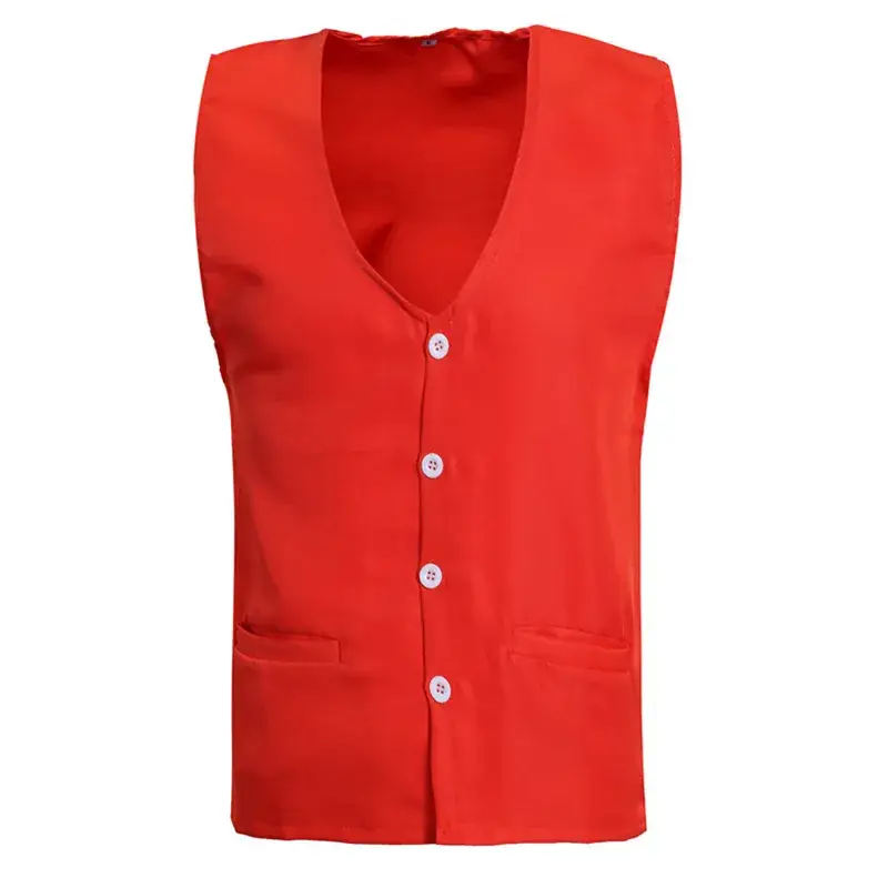 Men Sleeveless Button Vest Navy Blue - Image 4