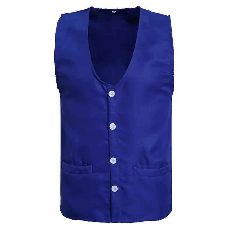 Men Sleeveless Button Vest Navy Blue - Image 6