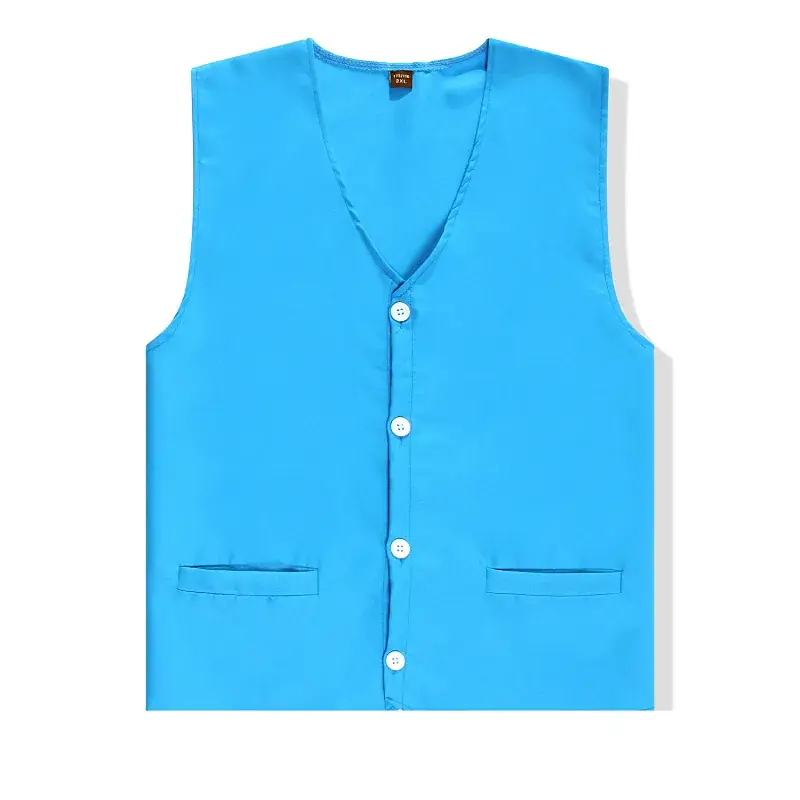 Men Sleeveless Button Vest Navy Blue - Image 9