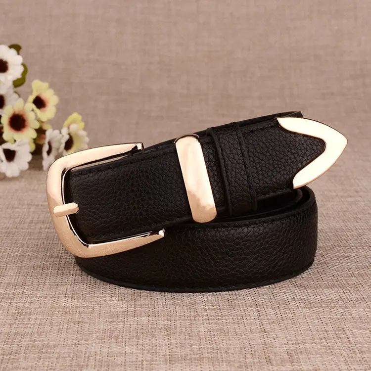White Leather Belt with Gold Buckle for Women - Image 9