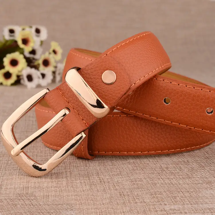 White Leather Belt with Gold Buckle for Women - Image 10