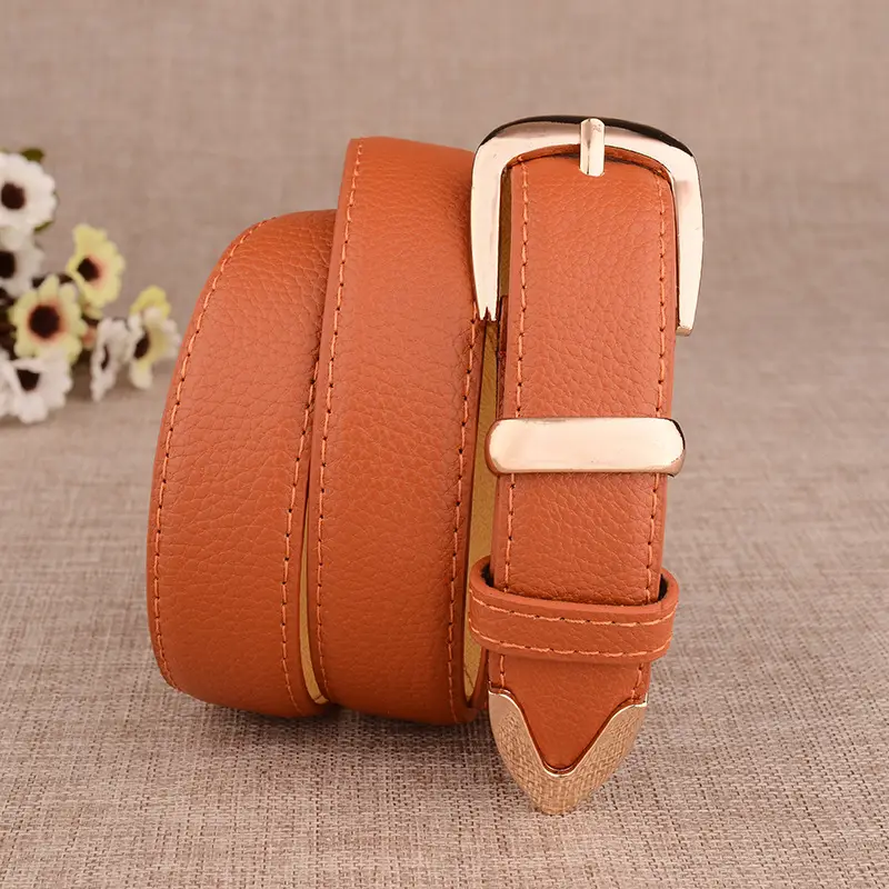 White Leather Belt with Gold Buckle for Women - Image 11