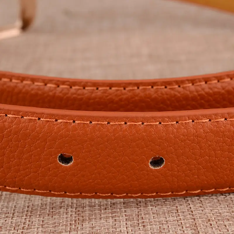 White Leather Belt with Gold Buckle for Women - Image 12