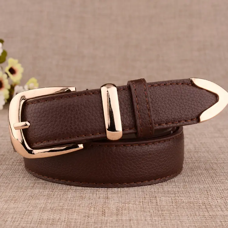 White Leather Belt with Gold Buckle for Women - Image 6