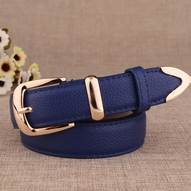 White Leather Belt with Gold Buckle for Women - Image 7