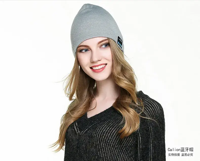 Grey Knitted Bluetooth Music Hat for Men Women — feature 15