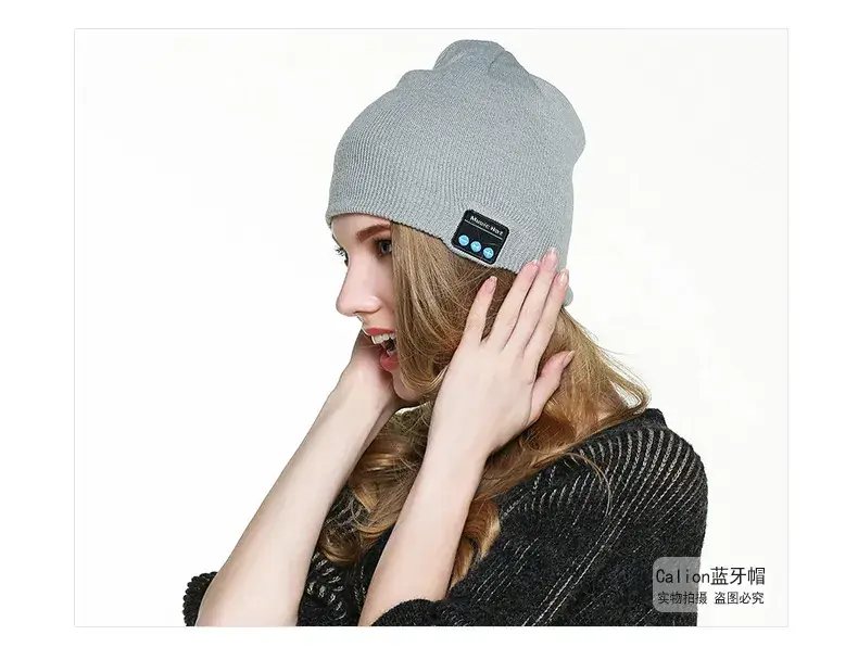 Grey Knitted Bluetooth Music Hat for Men Women — feature 16