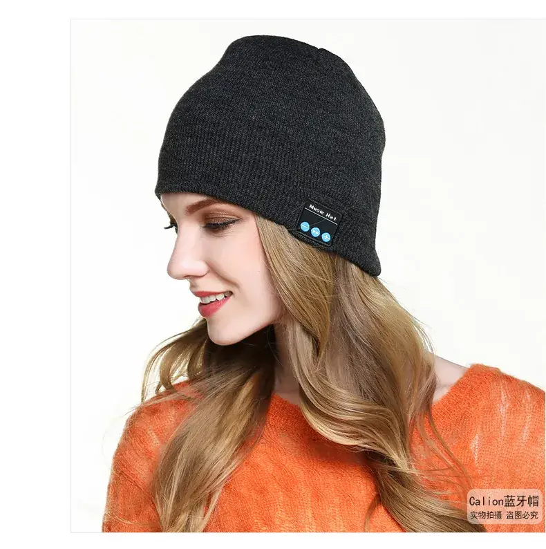 Grey Knitted Bluetooth Music Hat for Men Women — feature 23