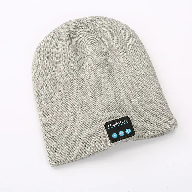 Grey Knitted Bluetooth Music Hat for Men Women - Image 2