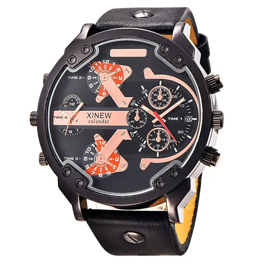 Men's Black Chronograph Quartz Watch with Calendar - Image 4
