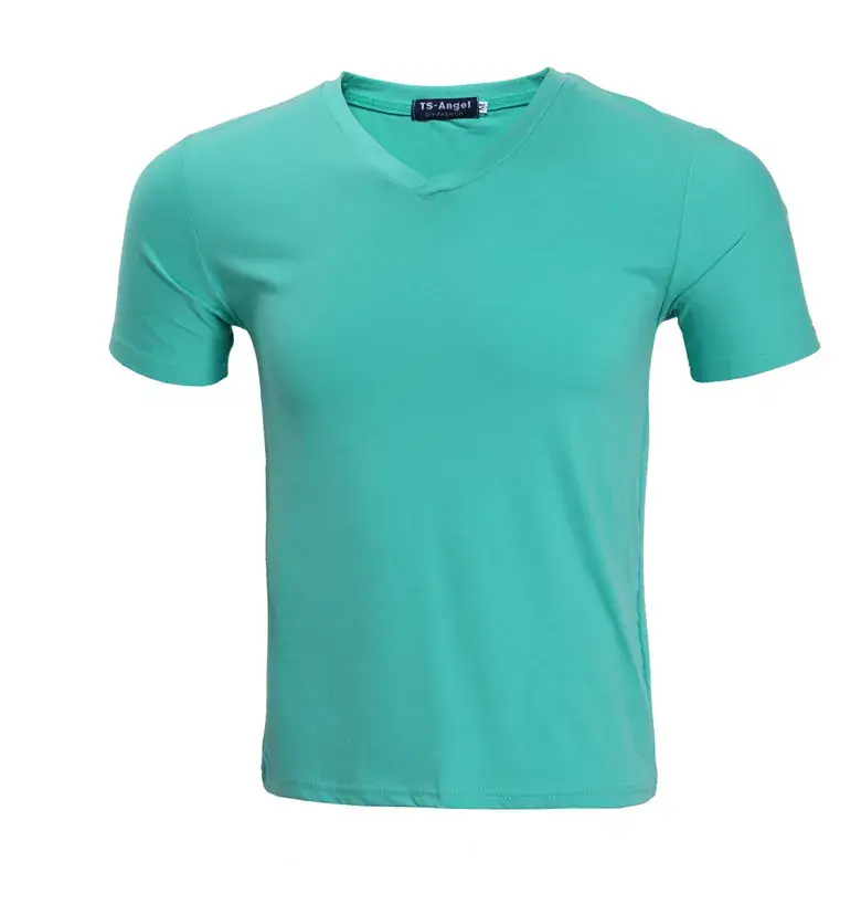 V-Neck Light Blue T-Shirt Men Women Casual Wear - Image 12
