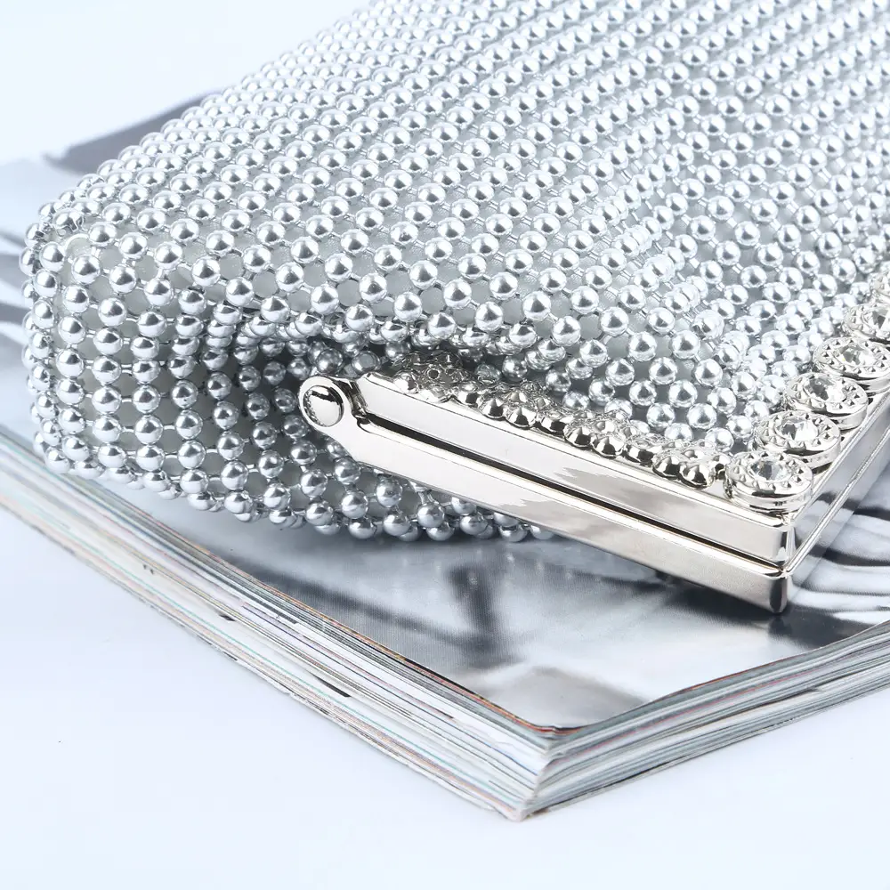 Black Rhinestone Beaded Evening Clutch Bag - Image 6