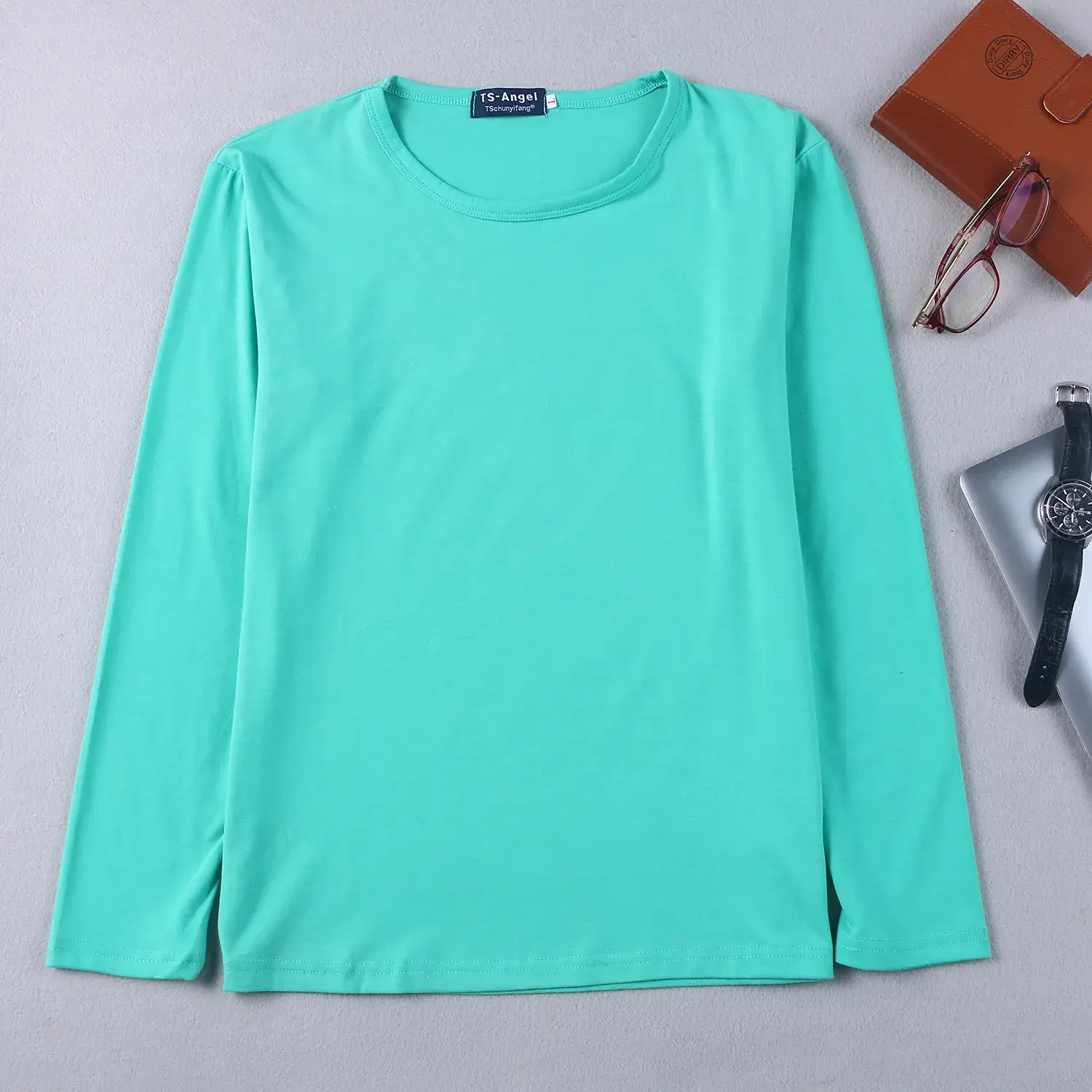 White Long Sleeve Lycra Cotton T-Shirt for Men