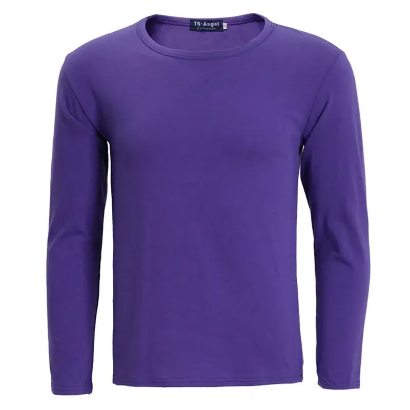 White Long Sleeve Lycra Cotton T-Shirt for Men