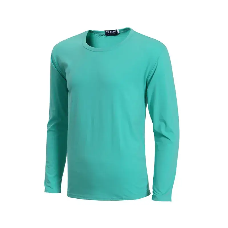 White Long Sleeve Lycra Cotton T-Shirt for Men