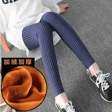 Women's Fleece Leggings Vertical Striped Warm Thickens - Image 4